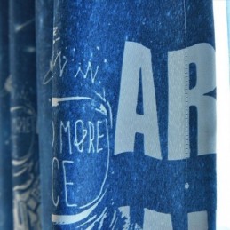 Cartoon Blauw Ruimtepatroon Bedrukt Verduisteringsgordijn Op Maat Gemaakt Voor Jongens Kinderkamer