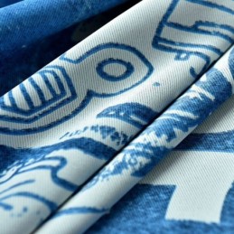 Cartoon Blauw Ruimtepatroon Bedrukt Verduisteringsgordijn Op Maat Gemaakt Voor Jongens Kinderkamer