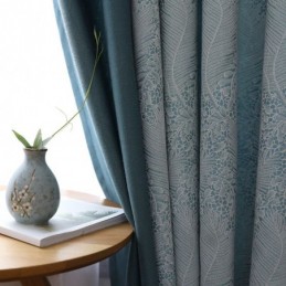 Verduisteringsgordijn Op Maat Gemaakt Europees Eenvoudig Zacht Katoen Blauw Jacquard Decoratief Slaapkamergordijn