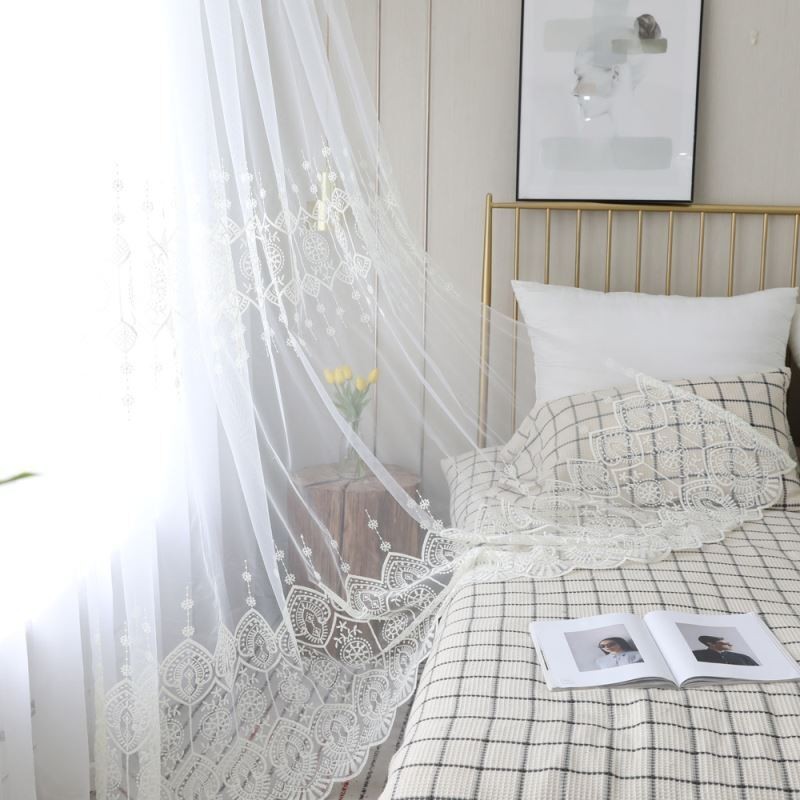 Eenvoudig Transparant Gordijn Op Maat Gemaakt Gordijn Wit All-Match Borduurwerk Woonkamer