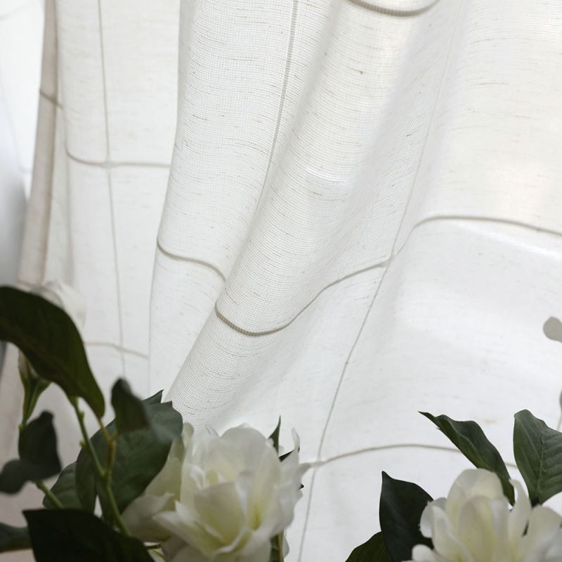 Minimalistisch Transparant Gordijn Op Maat Gemaakt Gordijn Groot Rooster Jacquard Voile Paneel Woonkamer Één