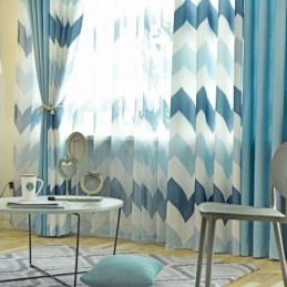 Nordic Simple Sheer Gordijn Op Maat Gemaakt Gordijn Golvend Patroon Bedrukt Woonkamer
