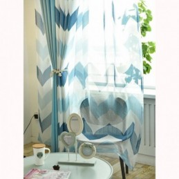 Nordic Simple Sheer Gordijn Op Maat Gemaakt Gordijn Golvend Patroon Bedrukt Woonkamer