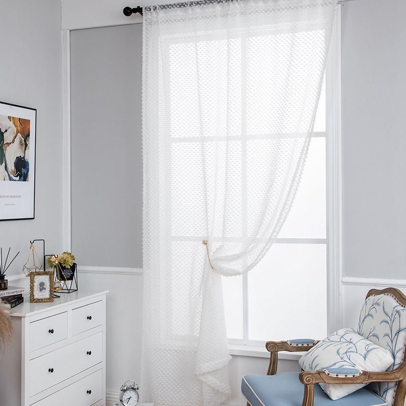 Witte Transparante Gordijnen Op Maat Gemaakt Met Reliëf Voile Gordijnen Voor Woonkamer En Slaapkamer