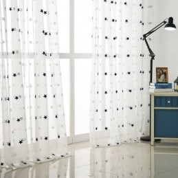 Voile Gordijn Met Sterrenborduurwerk, Op Maat Gemaakt Gordijnpaneel, Woonkamer, Slaapkamer, Glazen Deur, Raam