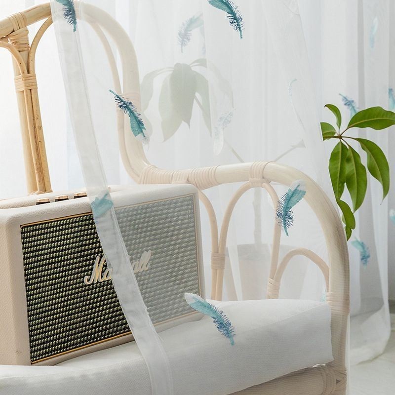 Gordijn Met Geborduurde Veren, Op Maat Gemaakt, Minimalistisch, Ademend, Woonkamer, Slaapkamer