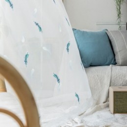 Gordijn Met Geborduurde Veren, Op Maat Gemaakt, Minimalistisch, Ademend, Woonkamer, Slaapkamer