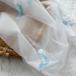 Gordijn Met Geborduurde Veren, Op Maat Gemaakt, Minimalistisch, Ademend, Woonkamer, Slaapkamer