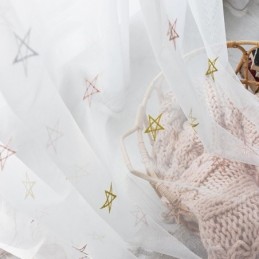 Luxe Borduurgordijn Op Maat Gemaakt Gordijn Met Pentagrampatroon, Transparant, Woonkamer, Slaapkamer