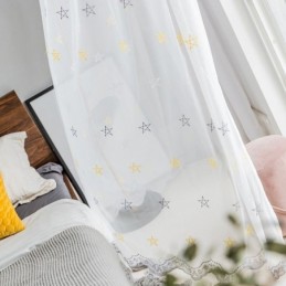 Luxe Borduurgordijn Op Maat Gemaakt Gordijn Met Pentagrampatroon, Transparant, Woonkamer, Slaapkamer