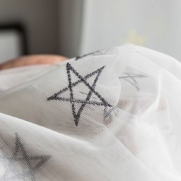 Luxe Borduurgordijn Op Maat Gemaakt Gordijn Met Pentagrampatroon, Transparant, Woonkamer, Slaapkamer