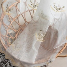 Klassieke Transparante Gordijnen Op Maat Gemaakt, Gordijnen Met Geborduurde Herten En Tule Voor De Woonkamer