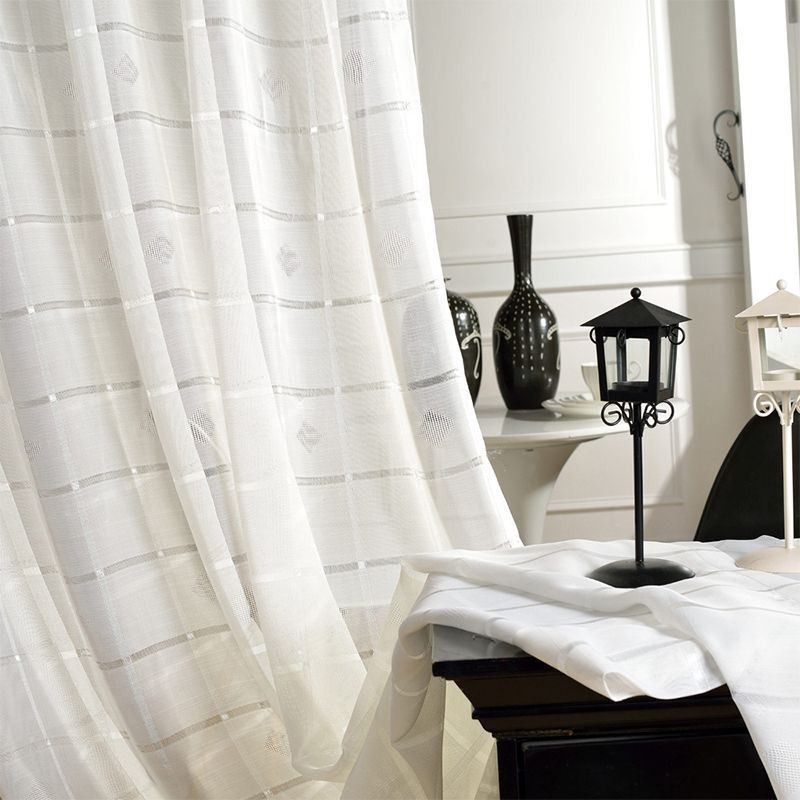 Geometrisch Jacquard Transparant Gordijn Op Maat Gemaakt Gordijn Luxe Tule Woonkamer Slaapkamer