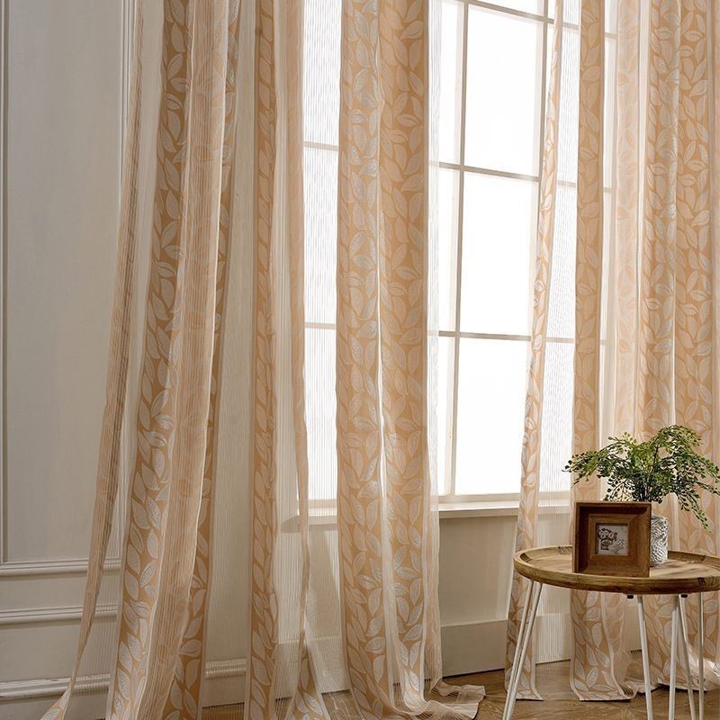 Blad Jacquard Tule Gordijnen Nordic Sheer Gordijnen Voor Woonkamer