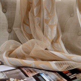 Blad Jacquard Tule Gordijnen Nordic Sheer Gordijnen Voor Woonkamer