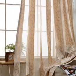 Blad Jacquard Tule Gordijnen Nordic Sheer Gordijnen Voor Woonkamer