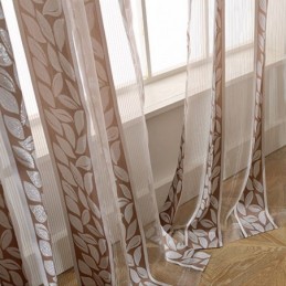 Blad Jacquard Tule Gordijnen Nordic Sheer Gordijnen Voor Woonkamer