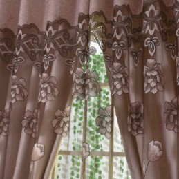 Europees Landelijk Transparant Gordijn Op Maat Gemaakt Gordijn Bloemen Jacquard Semi Verduisterend Woonkamer