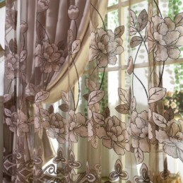 Europees Landelijk Transparant Gordijn Op Maat Gemaakt Gordijn Bloemen Jacquard Semi Verduisterend Woonkamer