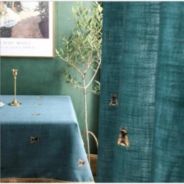 Decoratief Gordijn Van Katoenlinnen Op Maat Gemaakt Gordijn Pastorale Bij Semi-Verduisterende Slaapkamer Kinderkamer