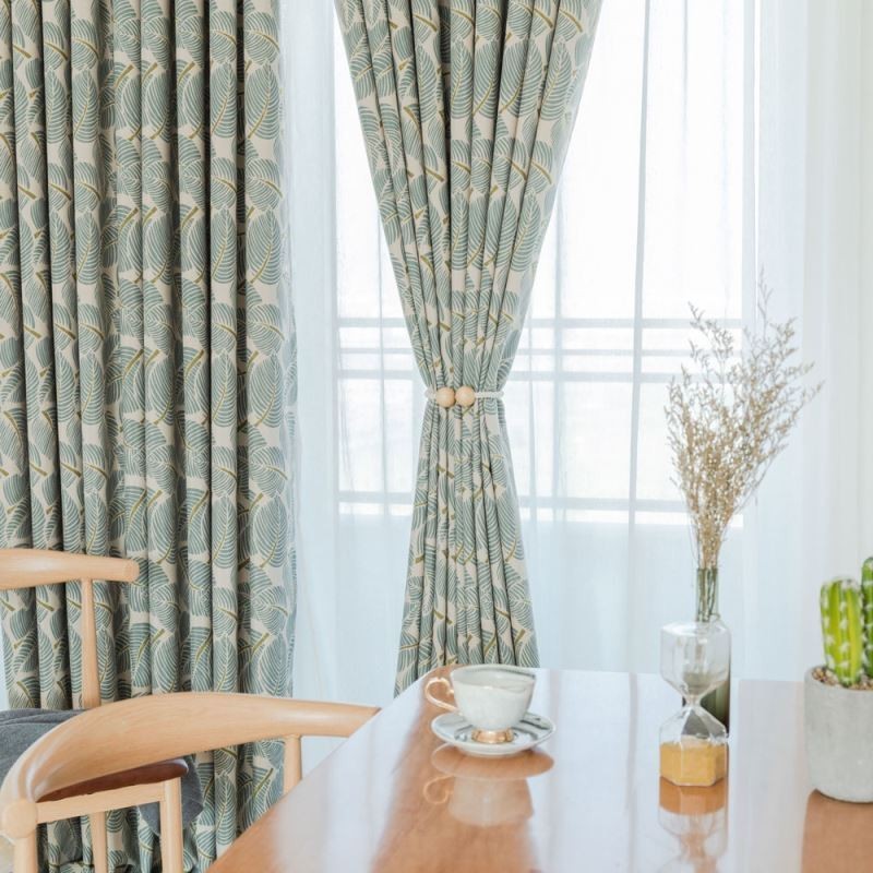 Modern Max Verduisteringsgordijn Op Maat Gemaakt Gordijn Groen Blad Bedrukt Slaapkamer