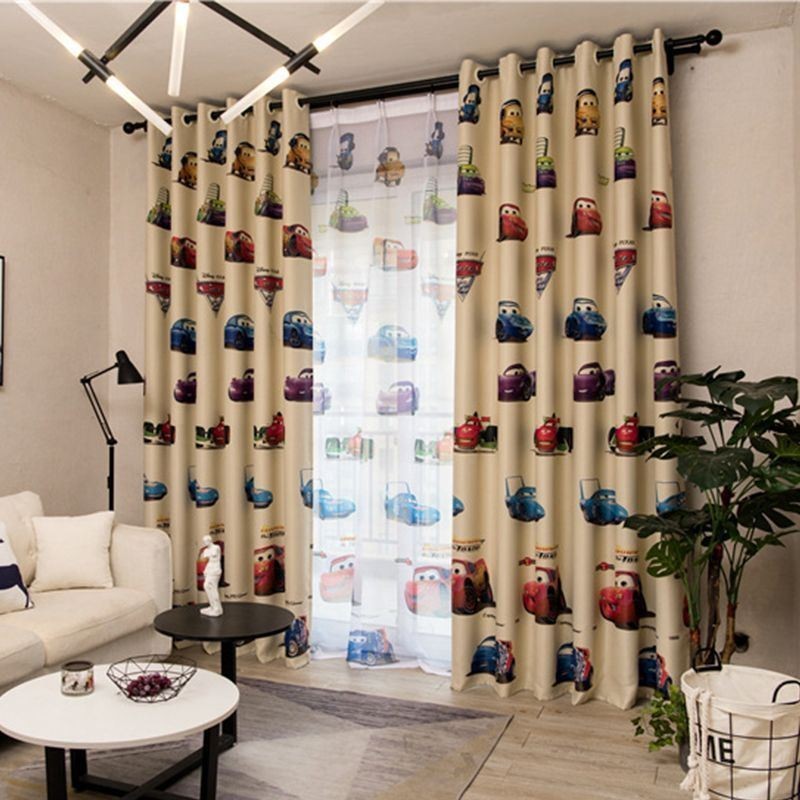 Verduisteringsgordijnen Voor Kinderen, Mooie Cartoon Autoprint Decoratie Raamgordijnen