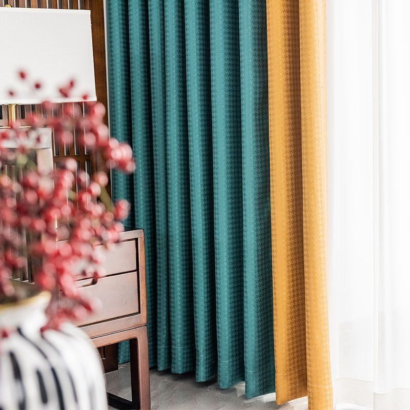 Pied-De-Poule Jacquard Gordijn Op Maat Gemaakt Verduisterend Gordijn Voor Woonkamer Slaapkamer