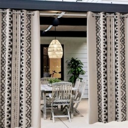 Buitengordijnen, Waterdichte Gordijnen Met Geometrische Print Voor Veranda, Prieel