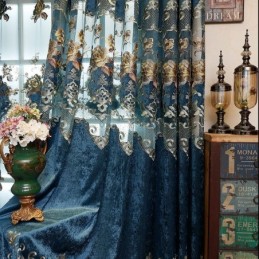 Chenille Gordijn Op Maat Gemaakt Gordijn Met Uitgeholde Borduurwerkbloem