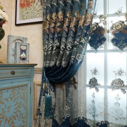 Chenille Gordijn Op Maat Gemaakt Gordijn Met Uitgeholde Borduurwerkbloem