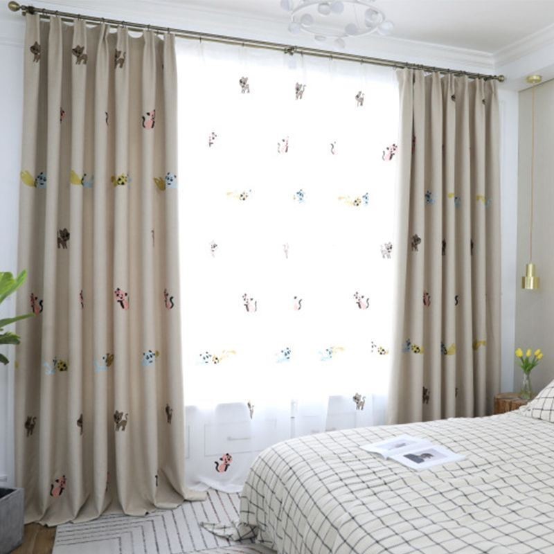 Verduisteringsgordijn Op Maat Gemaakt Gordijn Kitten Borduurwerk Slaapkamer