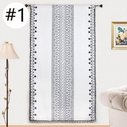 Geometrische Printgordijnen, Halfverduisterend, Met Kwastjes, Katoenen Linnen Gordijn Voor De Woonkamer