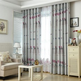 Cartoon Girl Print Gordijn...