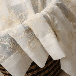 Eenvoudig Transparant Gordijn Op Maat Gemaakt Gordijn Met Abstracte Bloemenborduursels