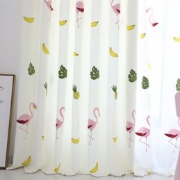 Geborduurd Flamingogordijn Op Maat Gemaakt Semi-Transparant Transparant Gordijn Voor Woonkamer/Slaapkamer