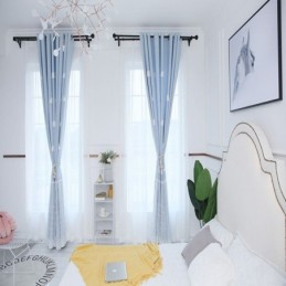 Sweet Cloud Gordijnen Blauw Semi Verduisterend Voor Meisjeskamer