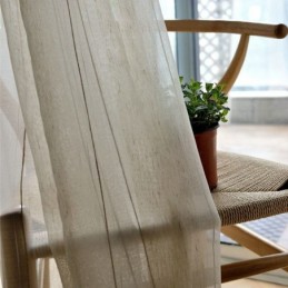 Japanse Eenvoudige Transparante Gordijn Op Maat Gemaakt Gordijn Grote Strepen Jacquard Witte Vlasstof