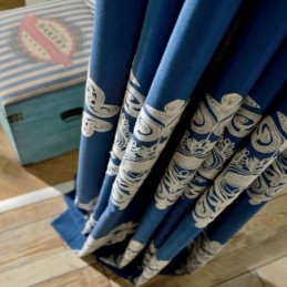 Nordic Simple Gordijn Op Maat Gemaakt Gordijn Blauw Borduurwerk Woonkamer Studie Stof