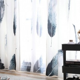 Modern Minimalistisch Gordijn Op Maat Gemaakt Gordijn Digitaal 5D-Printen Levensechte Veer Raamdecoratie