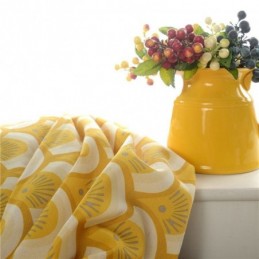 Geel Katoenen Gordijn Op Maat Gemaakt Gordijnschelp Uniek Bedrukt Slaapkamer Woonkamer