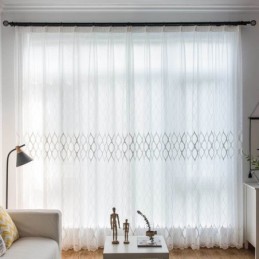 Moderne Eenvoudige Transparante Gordijnen Op Maat Gemaakt Gordijn Geometrie Jacquard Woonkamer Studeerkamer Stof