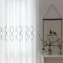 Moderne Eenvoudige Transparante Gordijnen Op Maat Gemaakt Gordijn Geometrie Jacquard Woonkamer Studeerkamer Stof