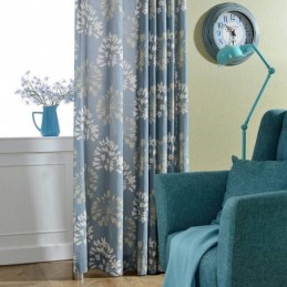 Japans Eenvoudig Gordijn Op Maat Gemaakt Gordijn Met Blauwe Bloemenprint