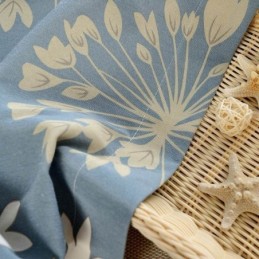 Japans Eenvoudig Gordijn Op Maat Gemaakt Gordijn Met Blauwe Bloemenprint