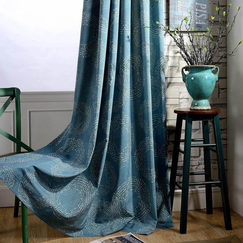 Amerikaans Antiek Gordijn Op Maat Gemaakt Gordijn Blauwe Cirkel Bedrukt