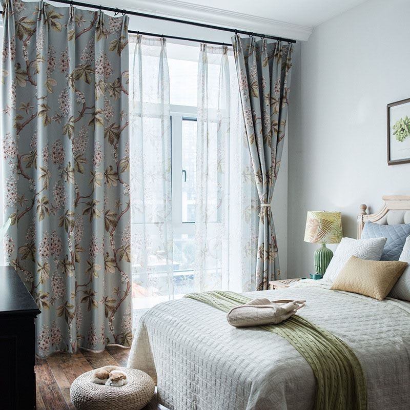 Moderne Landelijke Gordijnen Op Maat Gemaakt Gordijn Met Sprayprint Voor De Slaapkameromgeving, Beschermende Verduisterende Stof