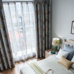 Moderne Landelijke Gordijnen Op Maat Gemaakt Gordijn Met Sprayprint Voor De Slaapkameromgeving, Beschermende Verduisterende Stof