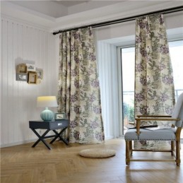 Amerikaans Landelijk Gordijn Op Maat Gemaakt Gordijn Paarse Bloemenprint Slaapkamerstof