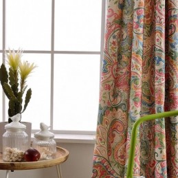 Amerikaanse Antieke Gordijnen Op Maat Gemaakt, Contrasterende Bloemenprint Slaapkamerstof