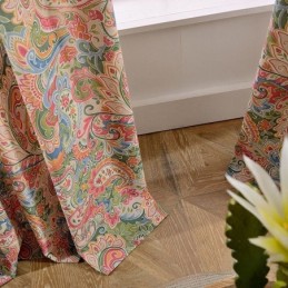 Amerikaanse Antieke Gordijnen Op Maat Gemaakt, Contrasterende Bloemenprint Slaapkamerstof